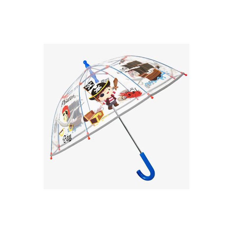 Parapluie cloche enfant transparent pirates bande réfléchissante 