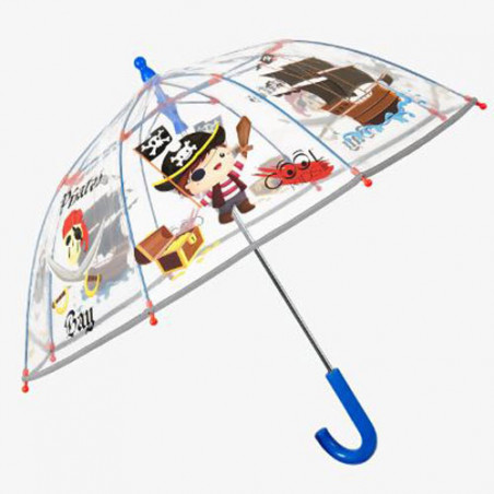 Parapluie cloche enfant transparent pirates bande réfléchissante 