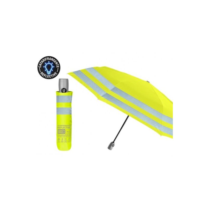 Parapluie pliant jaune fluo de sécurité