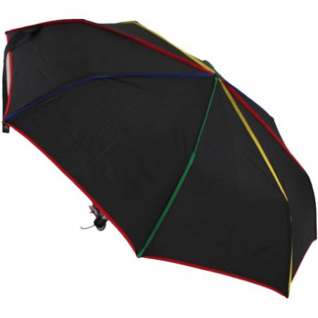 Parapluie pliant noir baleines gansées multicolores