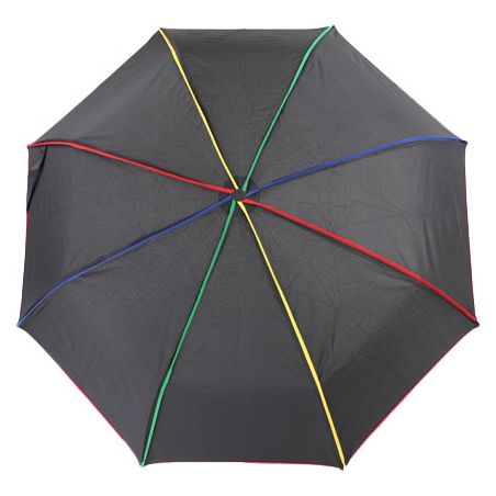 Parapluie pliant noir baleines gansées multicolores