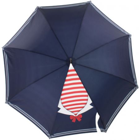Parapluie canne bleu marine matelote