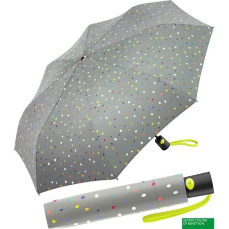 Parapluie pliant gris Benetton a pois multicolores