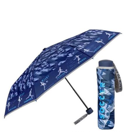 Petit parapluie pliant bleu pour ado.