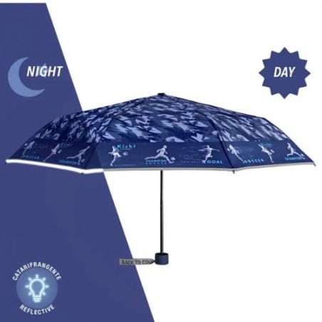 Petit parapluie pliant bleu pour ado.