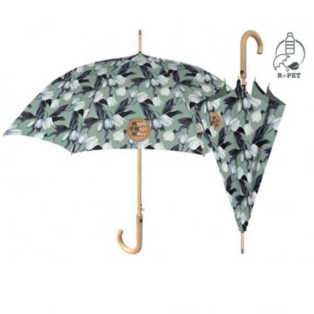 Parapluie canne écologique motif tulipes ouverture automatique