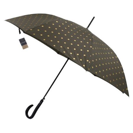 Parapluie Pierre Cardin vert olive et pois or
