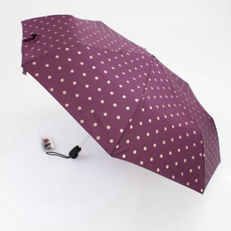 Parapluie pliable Pierre Cardin bordeaux a pois dorés