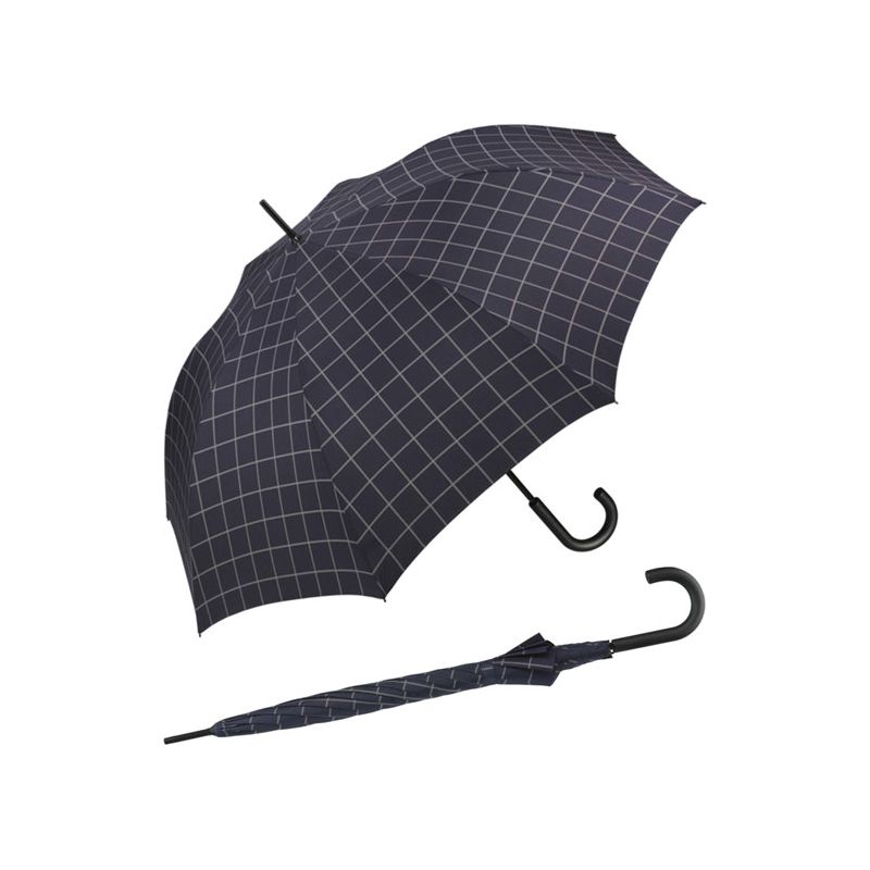 Grand parapluie Esprit bleu nuit à carreaux