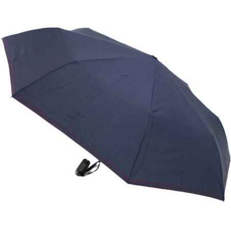 Parapluie bleu nuit pliant automatique surpiqué rouge