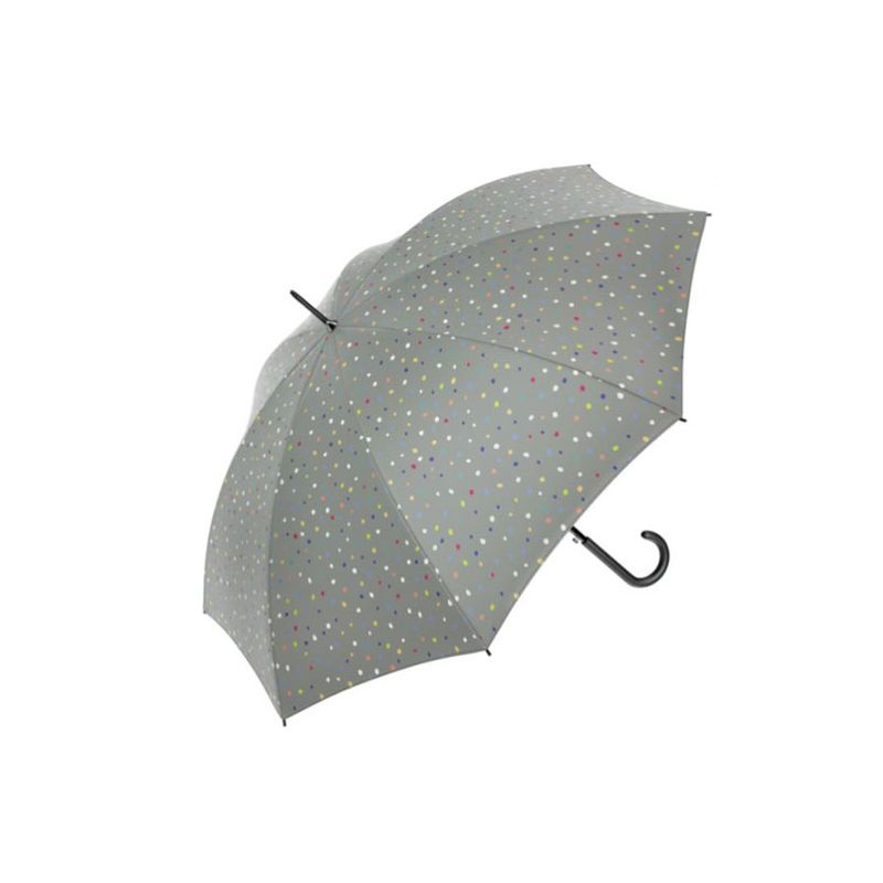Parapluie long gris Benetton à pois multicolores