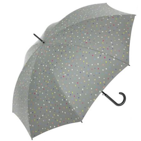Parapluie long gris Benetton à pois multicolores