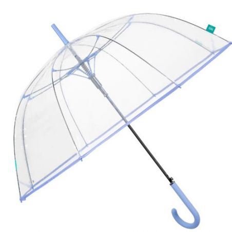 Parapluie transparent liseret bleu lavande