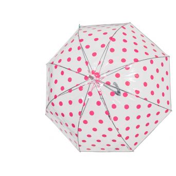 Parapluie transparent automatique pois fuchsias