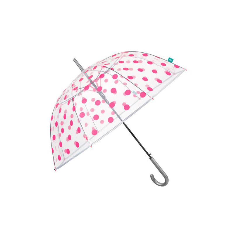 Parapluie transparent automatique pois fuchsias