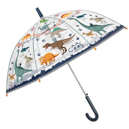 Parapluie cloche transparent dinosaures