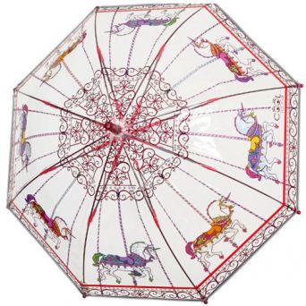 Parapluie cloche enfant transparent chevaux de bois