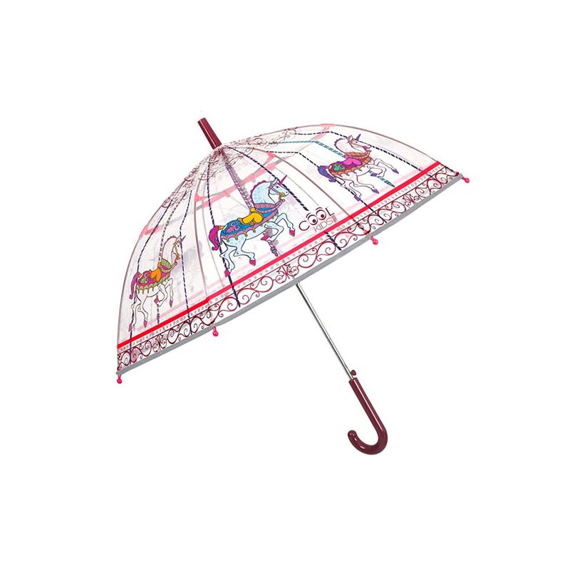 Parapluie cloche enfant transparent chevaux de bois