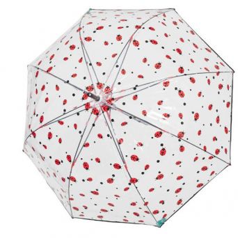 Parapluie cloche transparent coccinelles
