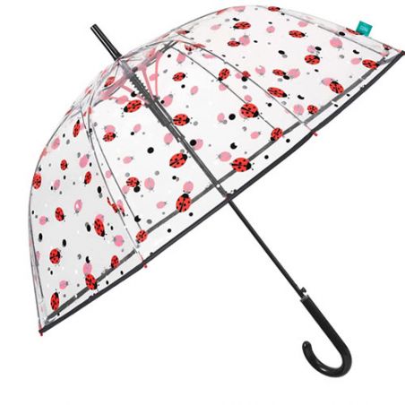 Parapluie cloche transparent coccinelles