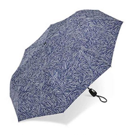 Parapluie pliant Pierre Cardin jeu de vagues en bleu