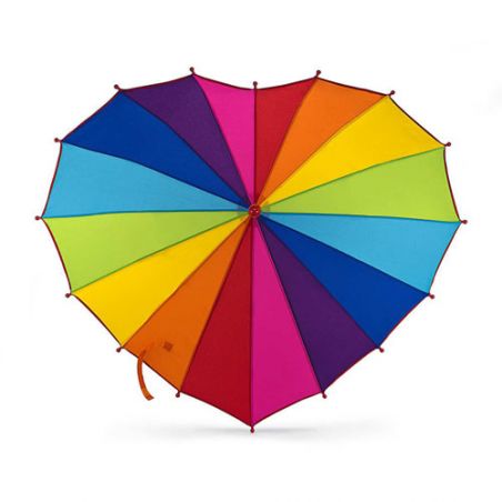 Parapluie enfant en forme de cœur multicolore