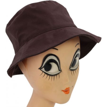 Chapeau de pluie femme marron coton huilé sec