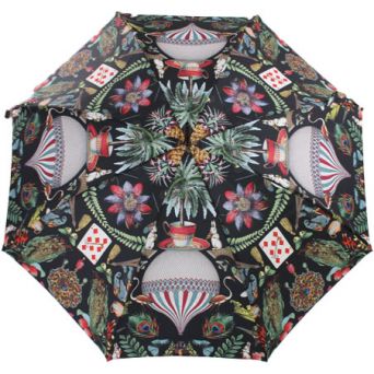 Parapluie canne de luxe noir Jungle tropicale