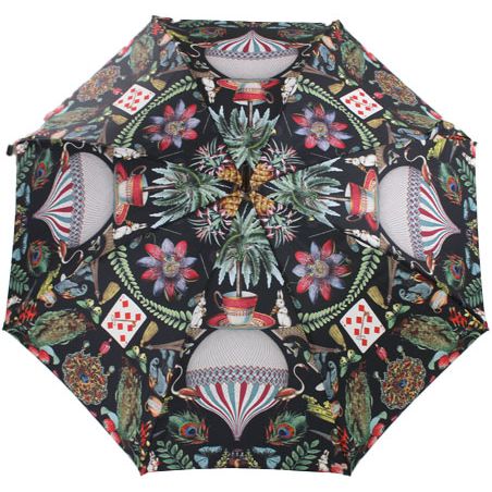 Parapluie canne de luxe noir Jungle tropicale