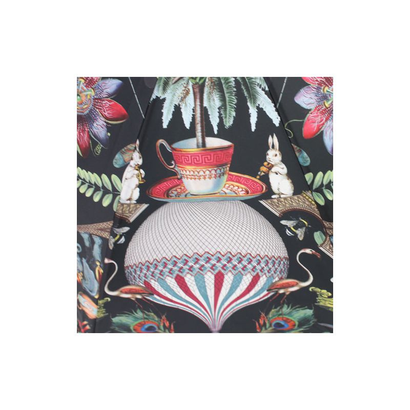 Parapluie canne de luxe noir Jungle tropicale