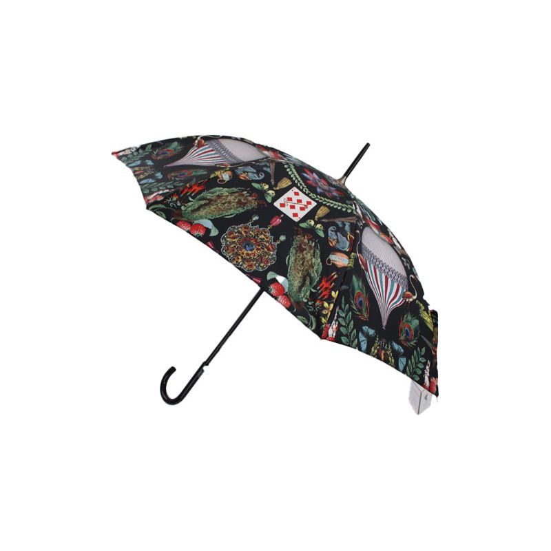 Parapluie canne de luxe noir Jungle tropicale