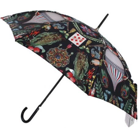 Parapluie canne de luxe noir Jungle tropicale