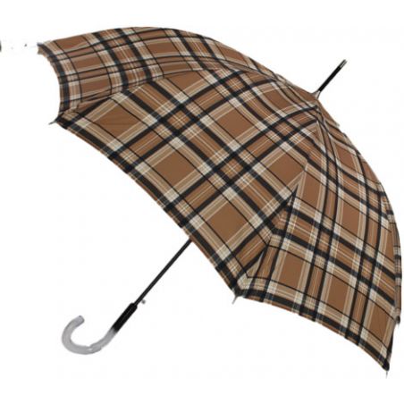 Parapluie canne français écossais noir et beige