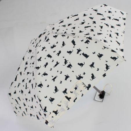 Parapluie ultra plat pochon chat et papillon