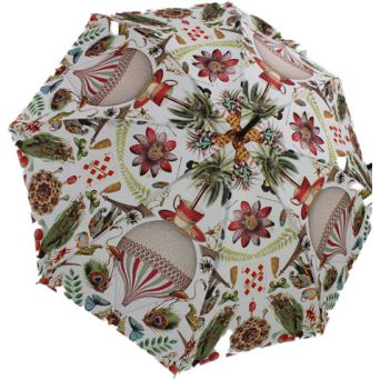 Parapluie canne de luxe blanc Jungle tropicale