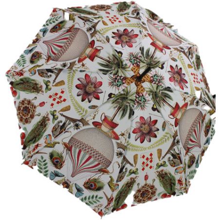 Parapluie canne de luxe blanc Jungle tropicale