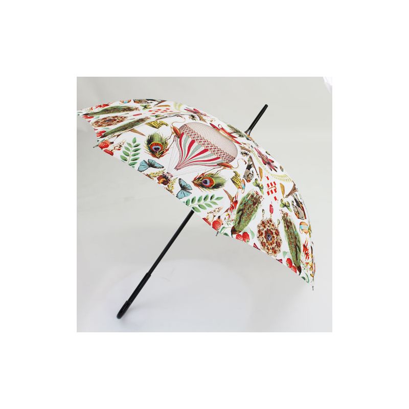 Parapluie canne de luxe blanc Jungle tropicale
