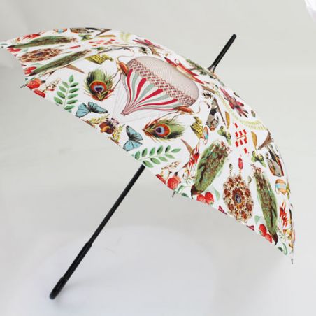 Parapluie canne de luxe blanc Jungle tropicale