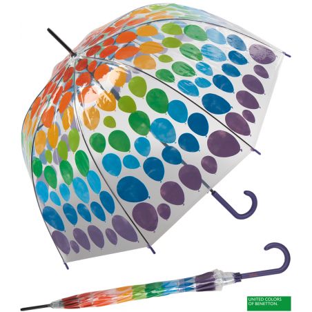 Parapluie transparent cloche ballons multicolores