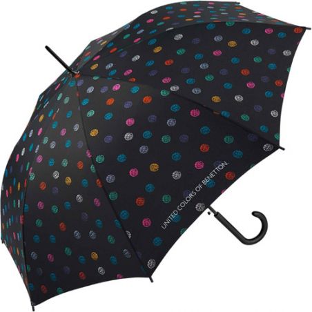 Parapluie long Benetton à pois multicolores