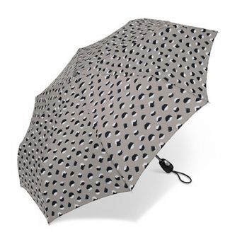 Parapluie pliant automatique grande taille gris anthracite biais noir  poignée droite