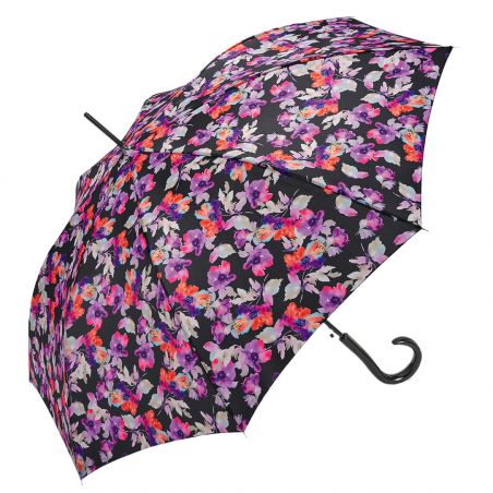 Parapluie original Cardin motif floral noir