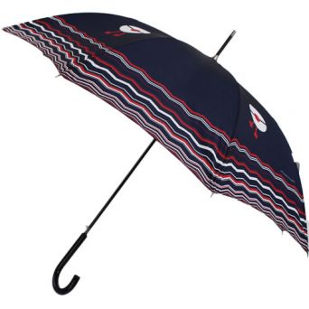 Parapluie canne bleu marine matelote