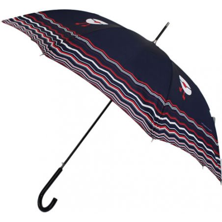 Parapluie canne bleu marine matelote