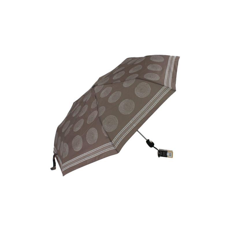 Parapluie pliable taupe Pierre Cardin motif ethnique