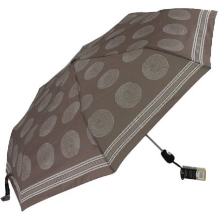 Parapluie pliable taupe Pierre Cardin motif ethnique
