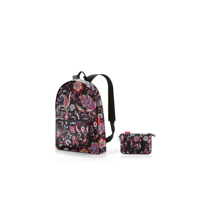 Sac a dos pliable noir motif cachemire