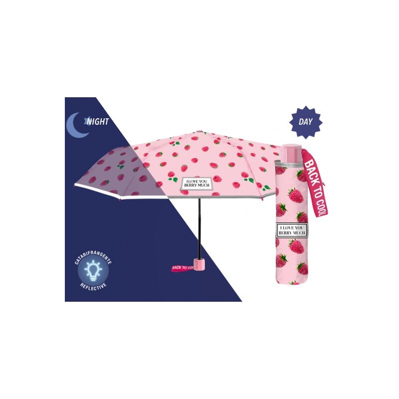 Petit parapluie pliant rose pour collégienne