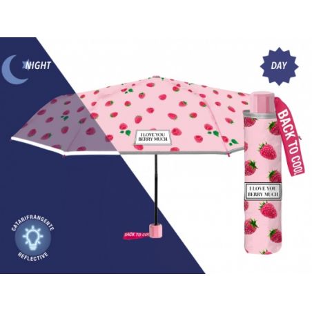 Petit parapluie pliant rose pour collégienne