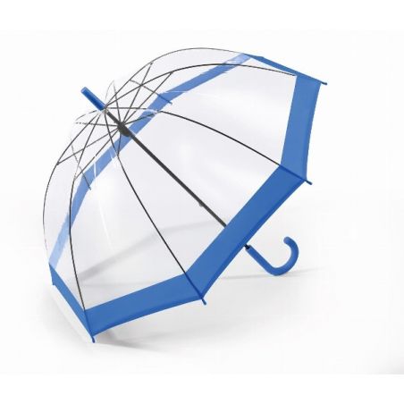 Parapluie cloche transparent bordure bleue